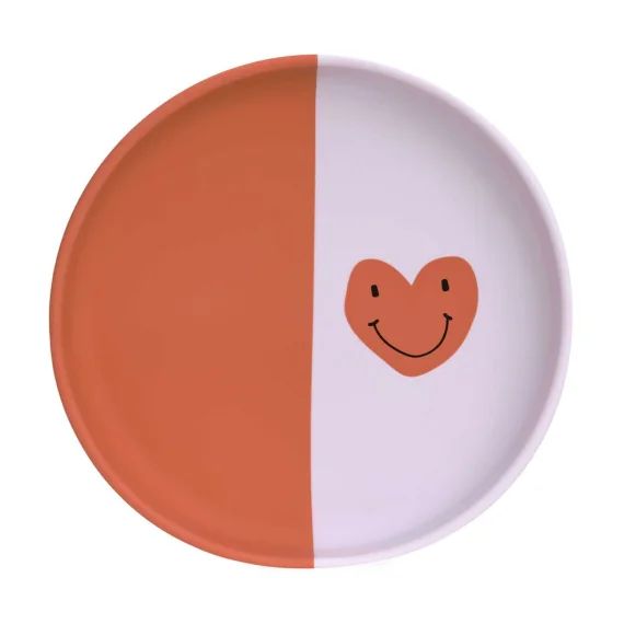 Assiette En Silicone Happy Rascals Rose