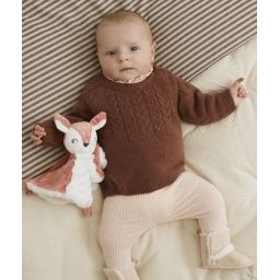 Pull marron bébé fille en maille ajourée –  – Soldes