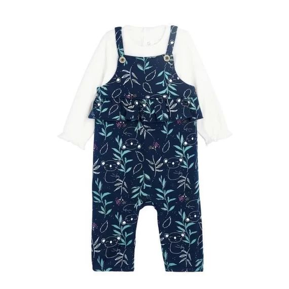 Ensemble Salopette Bébé En Molleton Et T-shirt Paloma Bleu