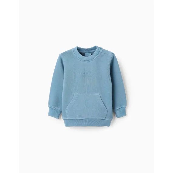 Sweat En Coton Avec Poche Kangourou Bleu
