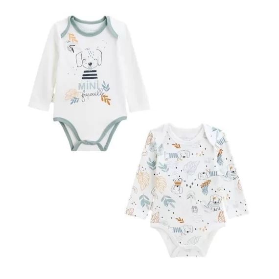 Lot De 2 Bodies Bébé Manches Longues Scotty Blanc