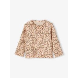 T-shirt en maille côtelée bébé manches longues léopard