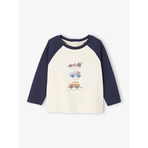 T-shirt bébé manches longues avec imprimé placé devant marine