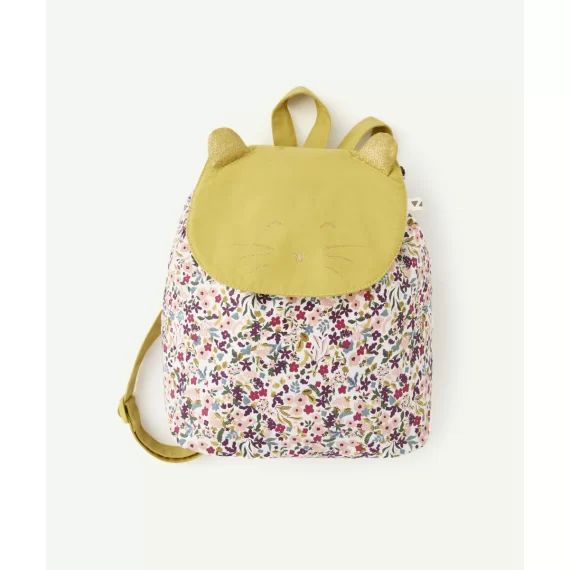 Sac à dos chat bébé fille en coton vert imprimé fleuri –  – Soldes