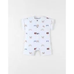Combishort Imprimé Animalier En Molleton Blanc