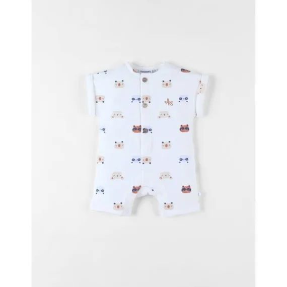 Combishort Imprimé Animalier En Molleton Blanc