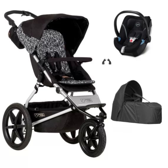 Poussette Mountain Buggy Terrain – Graphite + Cocoon V2 + Coque Auto Cybex Aton 5 – Deep Black