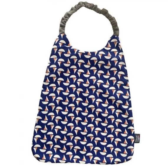 Grand bavoir élastiqué – bateau bleu