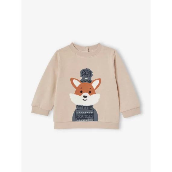 Sweat fantaisie bébé garçon beige chiné