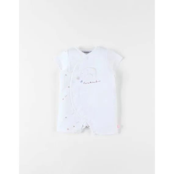 Combishort Naissance Éléphant En Jersey Blanc