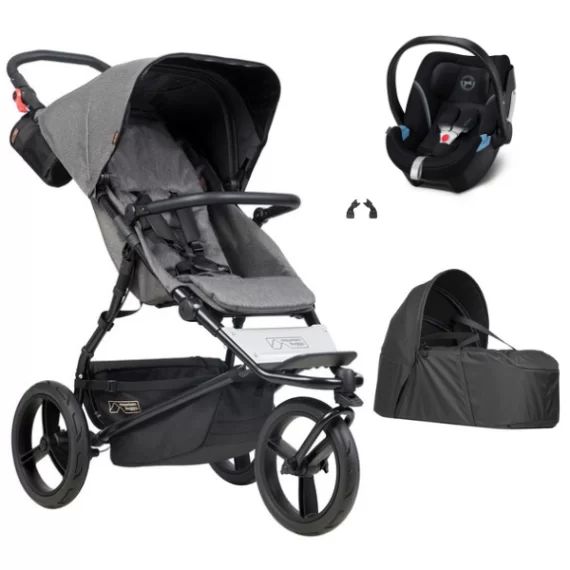 Poussette Mountain Buggy Urban Jungle Luxury Edition – Herringbone + Cocoon V2 + Coque Auto Cybex Aton 5 – Deep Black