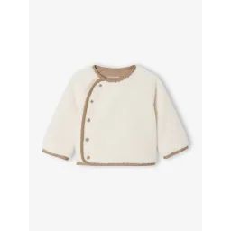 Pull naissance en sherpa boutonné devant écru