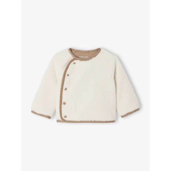 Pull naissance en sherpa boutonné devant écru