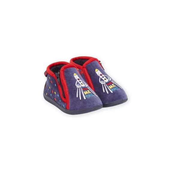 Chaussons Bottillons À Imprimé Fusée – Marine