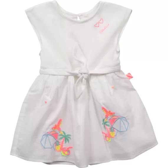 Robe sans manche bimatière Fille Blanc
