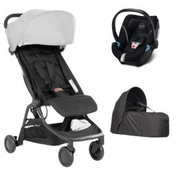 Poussette Mountain Buggy Nano V3 – Silver + Cocoon V2 + Coque Auto Cybex Aton 5 – Deep Black