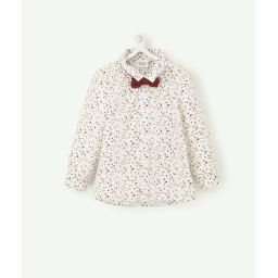 Chemise bébé garçon blanche imprimé étoiles avec noeud amovible –  – Soldes