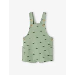 Salopette courte imprimée en molleton bébé vert