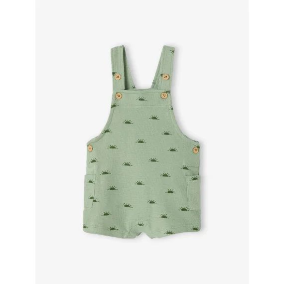 Salopette courte imprimée en molleton bébé vert