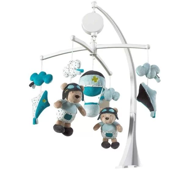 Mobile Tissu Musical en velours Bleu bleu