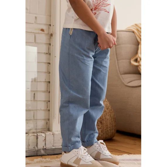 Pantalon Enfant En Chambray Ciao Milano Bleu
