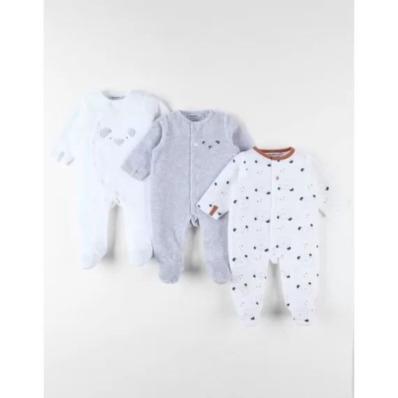Set de 3 pyjamas dors-bien imprimé ours blanc
