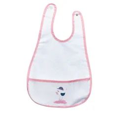 Bavoir Plastifié Avec Récupérateur Rose/blanc