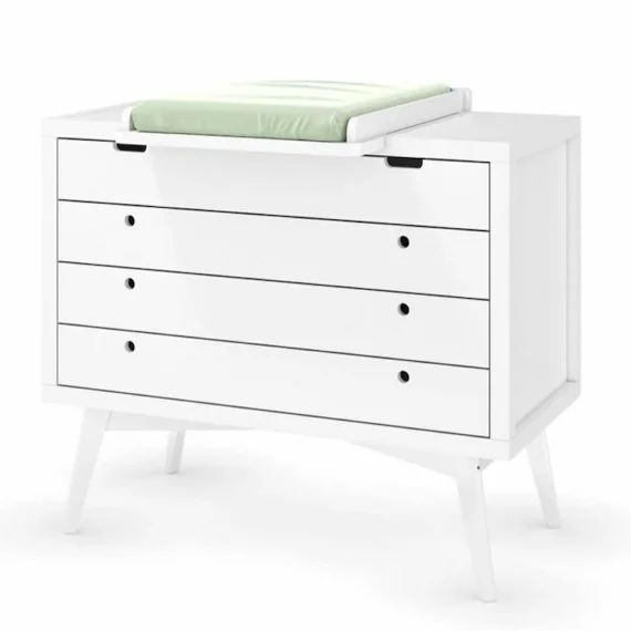 Commode À Langer 4 Tiroirs Marley Blanc Blanc