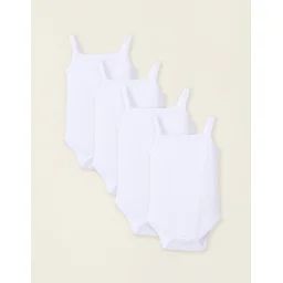 Pack 4 Bodies À Bretelles En Coton Blanc