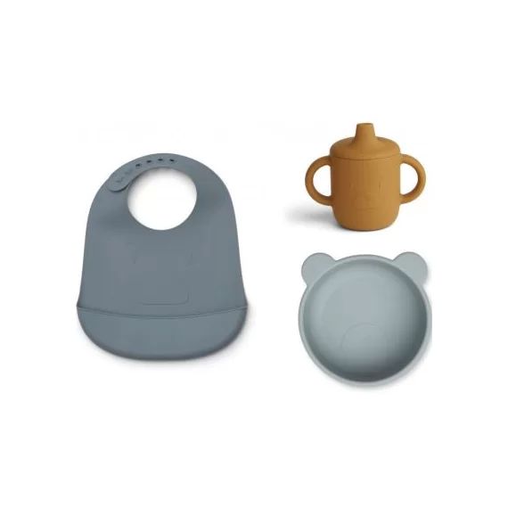 Coffret repas en silicone Connor Mr bear blue multi mix (3 pièces)