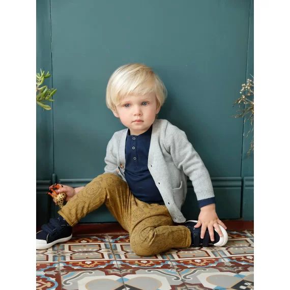 Gilet bébé garçon avec poches fantaisie BASICS gris clair chiné
