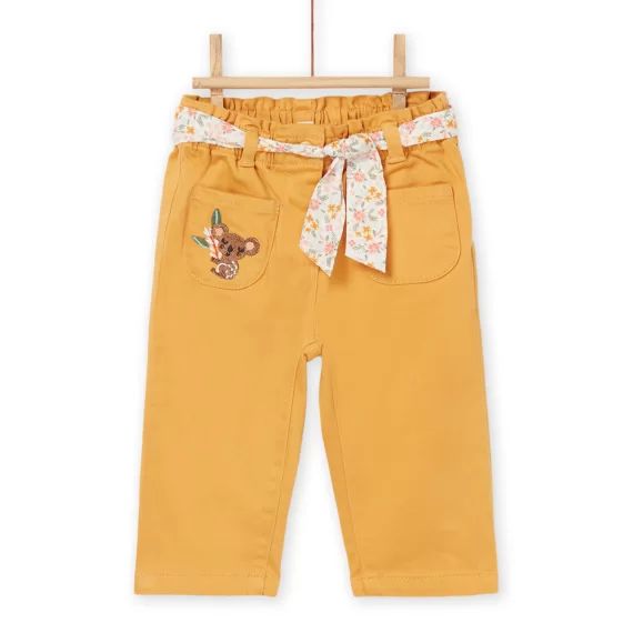 Pantalon Avec Ceinture À Imprimé Fleuri – Jaune