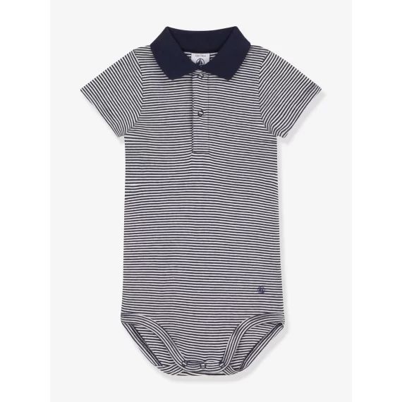 Body manches courtes ouverture polo PETIT BATEAU bleu