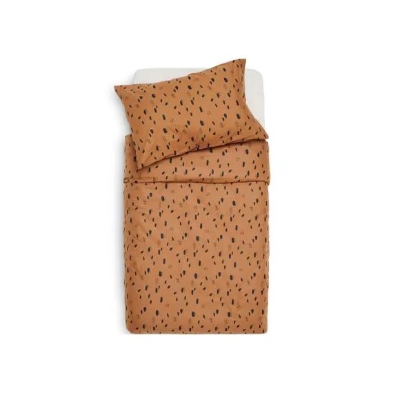 Housse de couette + taie d&rsquo;oreiller Spot Caramel (100 x 140 cm)