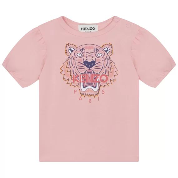 T-shirt col rond avec imprimé Fille Rose