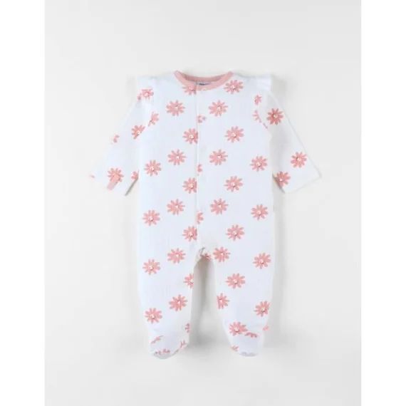 Pyjama 1 Pièce Tournesol En Jersey Écru/corail Rose