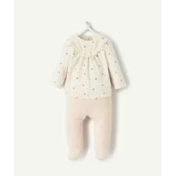 Dors bien en coton biologique rose et écru imprimé cœurs –  – Soldes