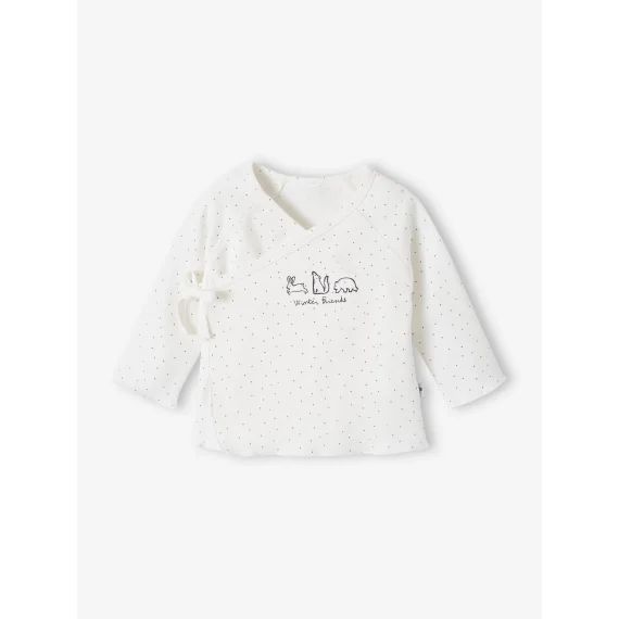 Brassière bébé naissance en coton bio blanc imprimé