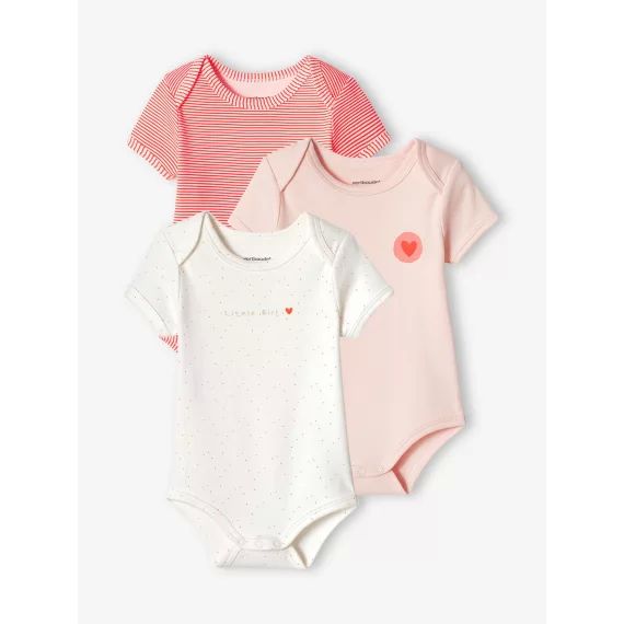 Lot de 3 bodies coeur bébé emmanchure américaine écru