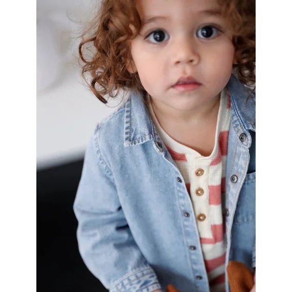 Chemise en jean pressionnée bébé personnalisable double stone