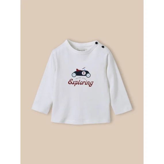 T-shirt Imprimé En Coton Biologique Ecru