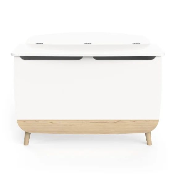Coffre À Jouets Avec Couvercle Blanc Mat / Bois