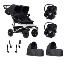 Poussette Double Mountain Buggy Duet V3.2 – Black + 2 Cocoon V2 + 2 Coques Cybex Aton 5