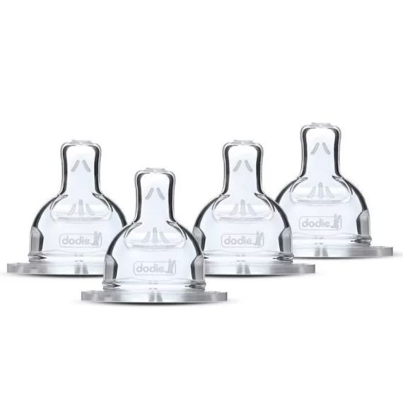 Lot de 4 tétines plates DODIE Sensation – Débit 5 gris