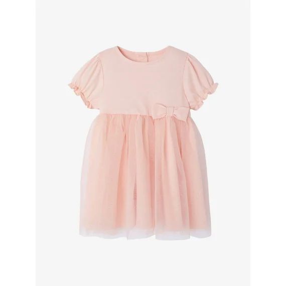 Robe cérémonie tulle glitter bébé rose pâle