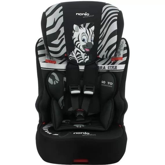Siège auto NANIA RACER – Isofix – Groupe 1/2/3 (9-36Kg) – Têtière réglable en hauteur – Zèbre – Fabriqué en France noir