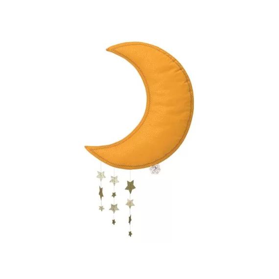 Mobile décoratif Lune avec étoiles jaune et doré