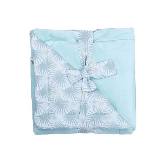 Couverture polaire Palmier céladon Luxe Minky (70 x 100 cm)