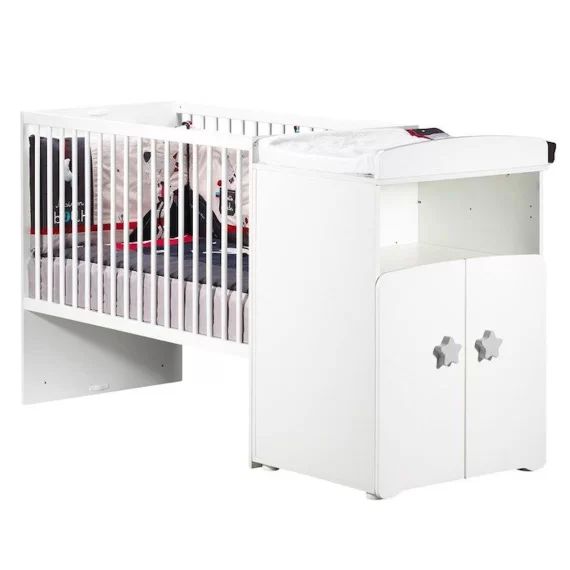 Lit combiné évolutif 120×60 en 90×190 blanc