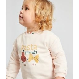 Sweat rose clair en fibres recyclées imprimé pasta bébé fille –  – Soldes